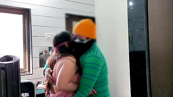 Image Husband eating chubby wife's pussy in the kitchen.