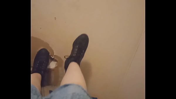 Image Toby the Crossdresser gagging on dildo with heels and a dress