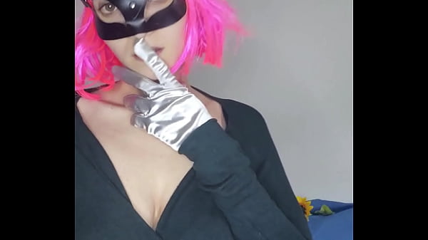 Image Hear my moans as I masturbate with my kitty mask and tits