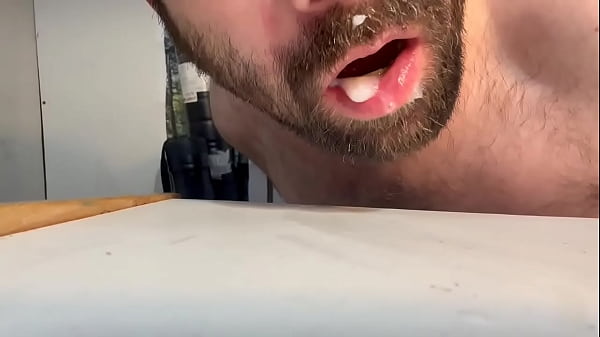 Image Slurping up a nice big load of cum for my mouth!