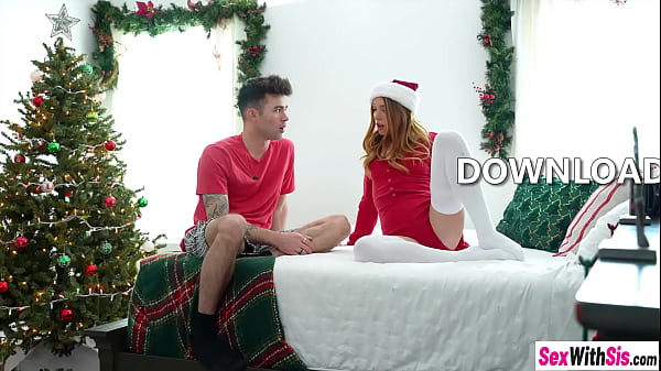 Image Sloppy blowjob under the Christmas tree by big ass redhead teen stepsister