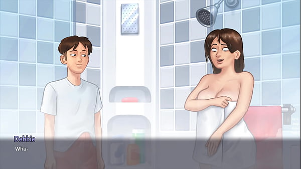 Image Summertime Saga - Sexy Busty Stepmom gets freaky in the bathroom with a big white dick