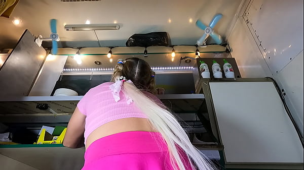 Image Hot babe loves to shake her naked ass at work