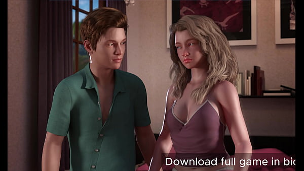 Image Hot skinny blonde teen is comforted by her man and then she gives him a thighjob - (You can download full game in bio)