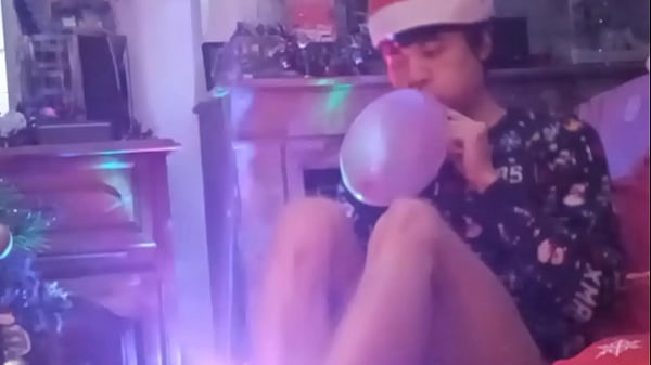 Image Jon Arteen blows, plays, cuddles, smells, pops tight balloons until bursting jerking off to cumming for Christmas