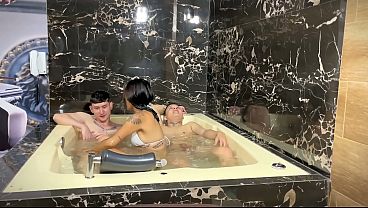 Image A YOUNG WHORE ENJOYS TWO BIG COCKS IN THE JACUZZI - AAROON MUSH