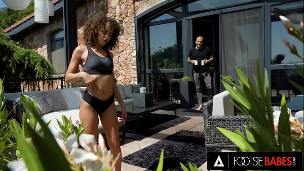 Image FOOTSIE BABES - Curly Latina Geisha Kyd Stretches Into a Steamy Footjob Fuck