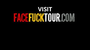 Image Cute Latina Slut Throat Fucked Deep Against a Wall By Monster White Cock