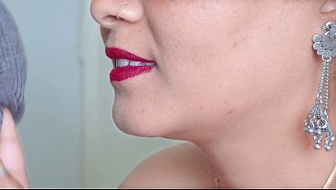 Image Closeup - Desi Bhabhi Condom Blowjob! Cum in Condom with Red Lipstic