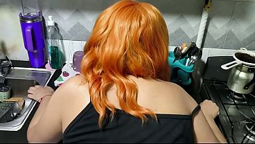 Image Sex in the kitchen is almost caught