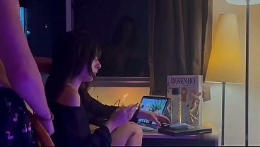 Image Interrupted Her Drawing for a Quick Fuck &ndash_ Real Couple Surprise Sex on the Desk