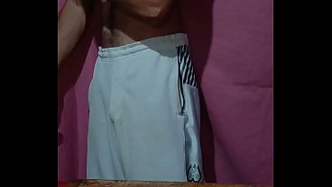 Image Sexy guy in pants gets naked and masturbates until he has a massive cumshot