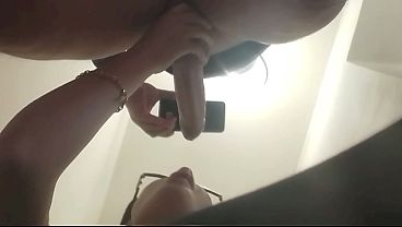 Image Preview - Milf on her knees gives a blowjob with cum in her mouth