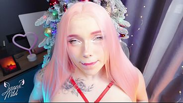 Image Stuck under Christmas Tree, Pink Stepsis? OOPS... Creampie Again!
