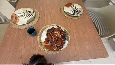 Image Busty hot wife served thick cock & creampie instead of dinner