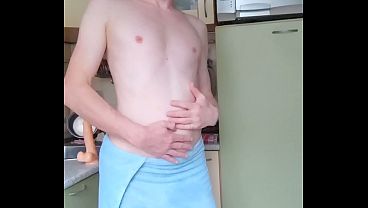 Image LanaTuls - Anal Slut and Whore - ManCunt Ass Fucking by Dildo at Kitchen