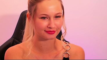 Image A beauty with red lipstick sucks her finger