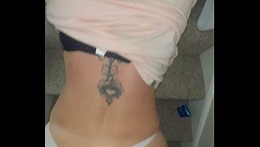 Image Stepson fuck me hard on the stairs, finish on my back