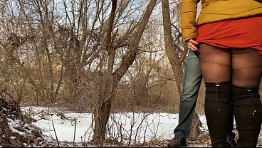 Image Hot stepmom pees with me outside