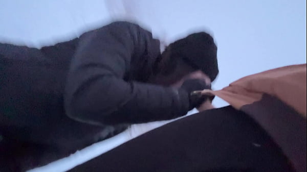 Image Outdoor Mom Almost Caught Getting Dick Hard in Winter Storm