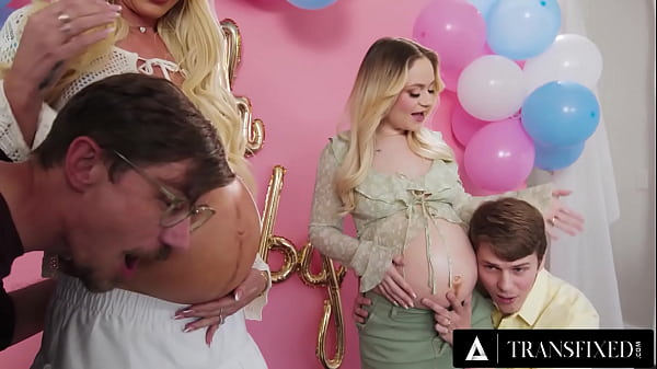 Image TRANSFIXED - Pregnant Girls Aubrey Kate And Sage Roux Compete For Making Sage's BF Cum Faster