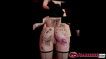 Image Tattooed Girl Mika with Big Tits in Private Room 3D Animation - Frenulum Licking and Teasing for Big Dick