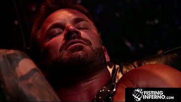 Image FISTING INFERNO - Jock Jax Thirio's Giant Fist & Cock Stretch Sling-Hung Bruce Jones Raw