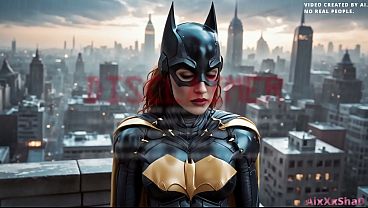 Image Batman Fucks His Batgirl Right on the Rooftops of Gotham .Comic book version. (AI Generated)