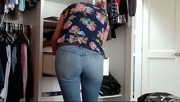 Image I film my stepmom getting dressed, I show her my very hard cock and she smiles