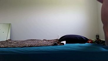 Image Behind the scenes blowjob and masturbating in black fishnet lingerie