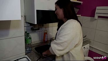 Image Curvy Big Butt Switzerland Girl talk to Risky Dirty Fuck on kitchen Table and Squirt before get cum in Pussy