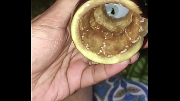 Image Masturbation and cum with brinjal