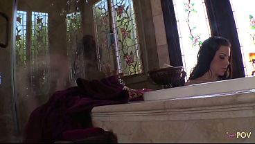 Image Instead of showering, two busty babes pleased each other with a dildo in the bathtub