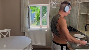 Image A wild neighbor climbed into my window and seduced me with his erection - he fucked me very hard on the table and came with a powerful stream