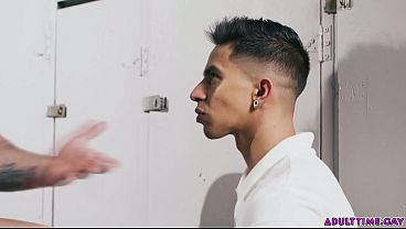 Image Jock college soccer player, Adam Lee gets massaged by sports medicine student, Angel Santana. The massage works, but it also causes Adam to get a boner!