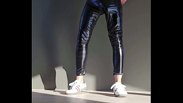 Image Bator fun in leather and sneakers