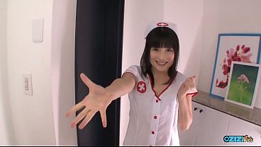 Image This sexy nurse was on her knees all the time until she recieved cum inside.