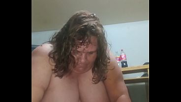 Image Fat Stepmom milf with huge belly & boobs sucks stepsons dick before bed