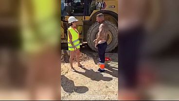 Image We are at the construction site, the inspection girl comes and asks us for papers and we give her cock.