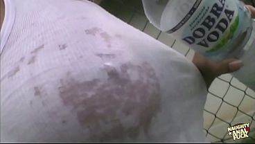 Image Hot blonde Pamela Killmen gets all sweaty after a tennis game and joins a threesome.