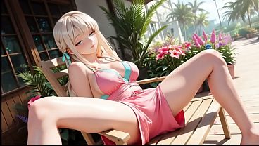 Image Blonde Beautys Private Masturbation on Sunny Tropical Terrace ~ From Shy to Completely Addicted