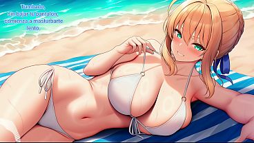 Image Masturbate con Saber de Fate... &iexcl_En la playa! - Fantas&iacute_a roleplay JOI en espa&ntilde_ol.