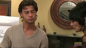 Image Brunette milf boss gets too aroused around her employee so she lets him smash in doggy style