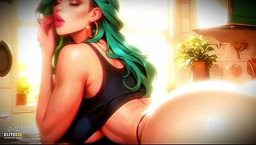 Image Green Hair Bimbo Slut Big Ass Tits Huge Cock Fantasy Kitchen (100% AI Generated)