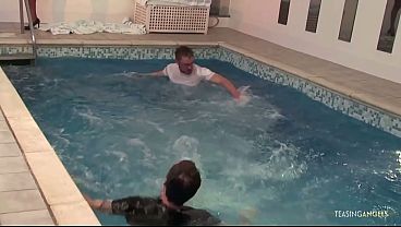 Image The indoor pool steams once the ebony milf begins an interracial anal threesome with DP