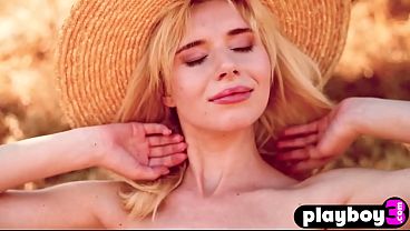 Image Petite Angel Sway exposing body and cute blonde teen posed for the Playboy