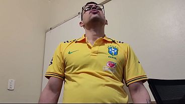 Image Jerking off Wearing Brazil's Shirt