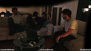 Image straight friend jerks off with gay couple - real amateur