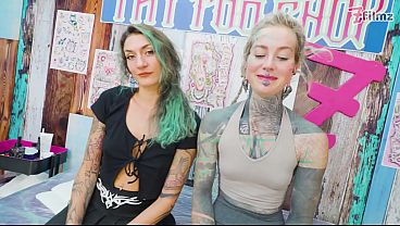 Image Tattoo Threesome Turns Anal Heavily Inked Artist Fucks Friends Ass While Inking & Cums on Fresh Tattoo