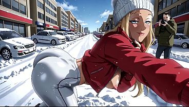 Image Blonde Gaijin in Winter Tokyo - AI Interactive Video